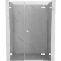 Mexen Lunar L draaideur douchedeur rechts 145 , transparant, wit - 834SL-145-050-20-00-P