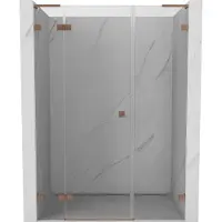 Mexen Lunar L douchedeur scharnierend links 130 , transparant, geborsteld koper - 834SL-130-050-65-00-L