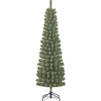 Black Box Trees Charlton Slanke Boom - Kerstboom Pilaarvormig met Scharnierconstructie - Kerstversiering met Natuurlijke PVC Naalden - Kunstboom Slank Model - H215 x Ø56 cm - Groen
