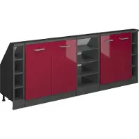 Vicco R-Line Keukenkast voor schuine wand – 210 cm Set van 5 Rood hoogglans/antraciet