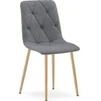 Leobert Eetkamerstoel LIBRA - Donkergrijs textiel - Houtlook metalen poten - Modern design