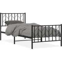 vidaXL Bedframe met hoofd- en voeteneinde metaal zwart 90x200 cm