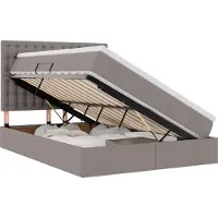 vidaXL Opslag bed met matras met hoofdeinde Taupe 140 x 200 cm Stof