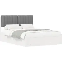 vidaXL Bedframe met Gevoerde Hoofdbord Lichtgrijs 140 x 190 cm