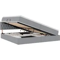 vidaXL LED opbergbed met matras Lichtgrijs 200 x 200 cm Stof