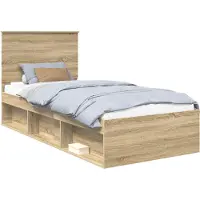 vidaXL Bedframe Sonoma Eik 75 x 190 cm Massief grenenhout