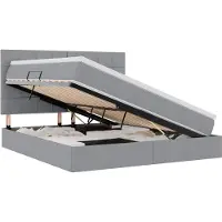 vidaXL Opslag bed met matras met opslag Lichtgrijs 180 x 200 cm Stof
