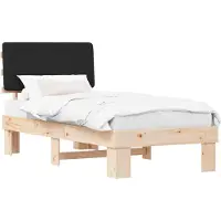 vidaXL Bedframe met Gevoerde Hoofdbord Zwart 90 x 190 cm