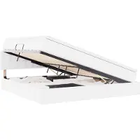 vidaXL Opbergbed met LED met matras Lichtgrijs 200 x 200 cm Kunstleer