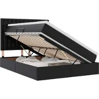 vidaXL Opbergbed met LED met hoofdeinde Zwart 140 x 190 cm Kunstleer