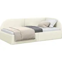 vidaXL Hoek Bed Frame met hoofdeinde Crème 80 cm x 200 cm Fluweel