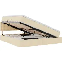 vidaXL Opbergbed met matras met hoofdeinde Crème 160 x 200 cm fluweel