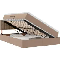vidaXL Opbergbed met LED met matras Cappuccino 140 x 200 cm Kunstleer
