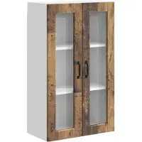 vidaXL Wandglas Kasten PORTO Oudhout 60 x 31 x 100 cm Bewerkt hout