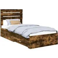 vidaXL Bedframe Gerookte Eik en Zilver 75 x 190 cm Bewerkt hout