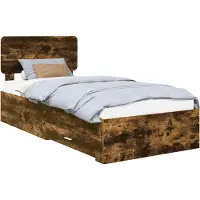 vidaXL Bedframe met lade Rook Eiken 100 x 200 cm Bewerkt hout