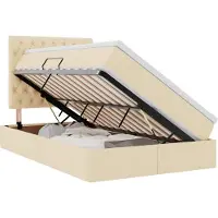 vidaXL Opslag bed met matras met hoofdeinde Crème 120 x 200 cm Stof