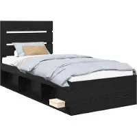 vidaXL Bedframe met hoofdeinde Zwart 90 x 190 cm Massief grenenhout