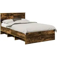 vidaXL Bedframe Gerookt eiken 120 x 200 cm Bewerkt hout