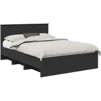 vidaXL Bedframe met hoofdeinde Zwart 140 x 200 cm Bewerkt hout