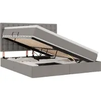 vidaXL LED opbergbed met matras Taupe 160 x 200 cm Stof
