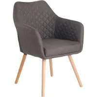 CLP Gent Eetkamerstoel met Armleuning - Fauteuil - met houten poten - Moderne Keukenstoel - natura/donkergrijs