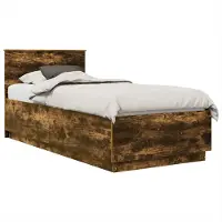 vidaXL Bedframe met hoofdeinde Gerookt eiken 100 x 200 cm Bewerkt hout