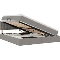 vidaXL LED-bed met opbergruimte en matras, taupe, 180 x 200 cm, gestoffeerd