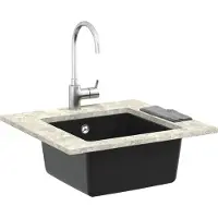 vidaXL Wasbak Zwart 430 x 460 mm 80% Kwarts en 20% Hars