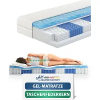AM Qualitätsmatratzen - Premium gelschuim matras 90x200cm - Zacht (H2) - 10000 veren - Pocketveringmatras gelschuim 90 x 200-6 cm gelschuim deklaag - 24cm hoogte - Made in Germany