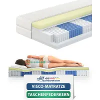 AM Qualitätsmatratzen - Premium traagschuim matras 180x200cm - Zacht (H2) - 1000 veren - Pocketveringmatras - Matras met geïntegreerde 6cm traagschuim deklaag - 24cm hoogte - Made in Germany