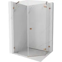 Mexen Lunar vijfhoekige douchecabine naar buiten draaiend rechts 90 x 100 cm, transparant, roze goud - 831-090P-100L-60-00-P