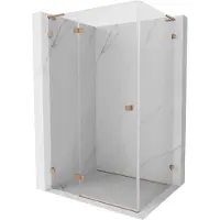 Mexen Lunar L douchecabine scharnierend links 85 x 80 , transparant, geborsteld koper - 834L-085-080-65-00-L