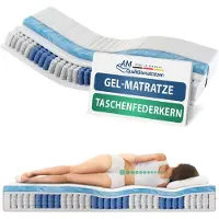 AM Qualitätsmatratzen - Gelschuim matras 120x200cm - Gemiddeld (H3) - Pocketveringmatras gelschuim 120 x 200 - Matras met geïntegreerde 6cm gelschuim deklaag - 24cm hoogte - Made in Germany