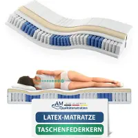 AM Qualitätsmatratzen - Latex matras 200x200cm - Zacht (H2) - Latex pocketveringmatras - Matras met geïntegreerde 4cm latex deklaag - 24cm hoogte - Made in Germany