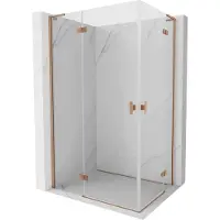 Mexen Mist-H L Duo douchecabine scharnierend rechts 90 x 120 , transparant, geborsteld koper - 8A5L-090L-120P-65-00