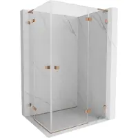 Mexen Lunar L Duo douchecabine scharnierend rechts 110 x 105 , transparant, geborsteld koper - 834L-110P-105L-65-00