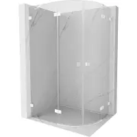 Mexen Lunar halfronde douchecabine, scharnierend links 80 x 70 cm, transparant, wit - 833-080L-070P-20-00