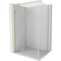 Mexen Mist-H T draaideur douchecabine links 90 x 75 , transparant, geborsteld goud - 8A5T-090-075-55-00-L