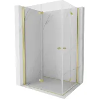 Mexen Mist-F Duo vouwde douchecabine rechts 80 x 90 , transparant, geborsteld goud - 8A6-080L-090P-55-00