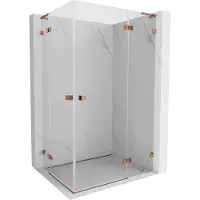 Mexen Lunar L Duo scharnierende douchecabine rechts 100 x 95 cm, transparant, roze goud - 834L-100P-095L-60-00