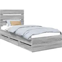 vidaXL Bedframe met lade Grijs Sonoma 100 x 200 cm Ingenieurshout