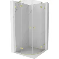 Mexen Lunar halfronde douchecabine scharnierend 70 x 70 cm, transparant, goud geborsteld - 833-070L-070P-55-00