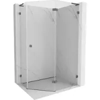 Mexen Lunar L pentagonale draaideur douchecabine rechts 100x90 transparant, gun gray geborsteld - 831L-100P-090L-66-00-P