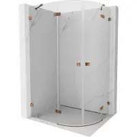Mexen Lunar halfronde douchecabine links scharnierend 90 x 80 cm, transparant, roze goud - 833-090L-080P-60-00