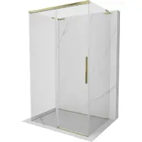 Mexen Rox-3S L 3-zijdige verschuifbare douchecabine 130 x 80 cm, transparant, goud - 8C2L-130-080-50-00-3S