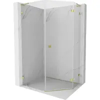 Mexen Lunar L vijfhoekige douchecabine, rechts scharnierend 80 x 100 , transparant, goud - 831L-080P-100L-50-00-P