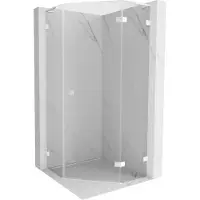 Mexen Lunar L vijfhoekige douchecabine, scharnierend, rechts 100 x 100 , transparant, wit - 831L-100P-100L-20-00-P