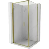 Mexen Exo opvouwbare douchecabine 80 x 80 cm, transparant, goud - 816-080-080-50-00