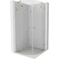Mexen Lunar halfronde douchecabine scharnierend 90 x 90 cm, transparant, goud - 833-090L-090P-50-00